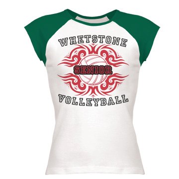 Whetstone Volleyball T Junior Fit Bella 1x1 Rib Ringer Tee