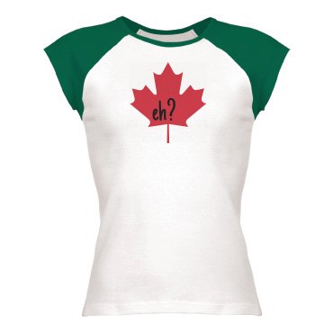 Canda Eh Tee Junior Fit Bella 1x1 Rib Ringer Tee