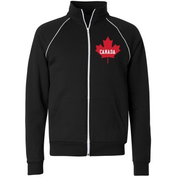 Canada Maple Leaf Unisex Canvas Fleece Full Zip Track Jacket