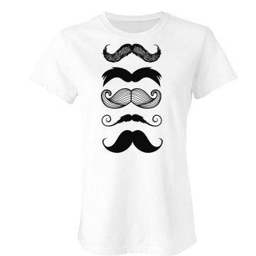 Mustaches Junior Fit Bella Crewneck Jersey Tee