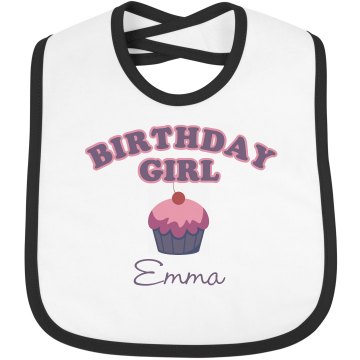 Birthday Girl Infant Bella Baby 1x1 Rib Reversible Bib