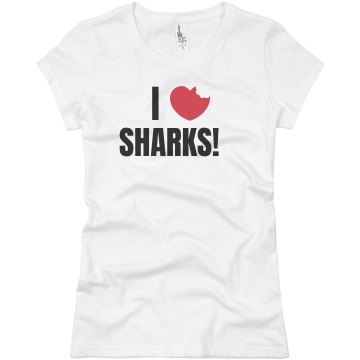 I Heart Sharks Junior Fit Basic Bella Favorite Tee