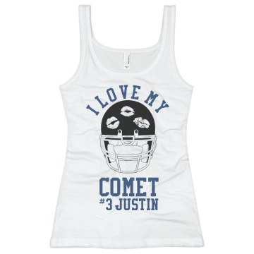Love My Comet Football Junior Fit Bella Sheer Longer Length Rib Racerback Tank Top