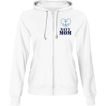 Navy Mom Junior Fit Bella Fleece Raglan Zip Hoodie