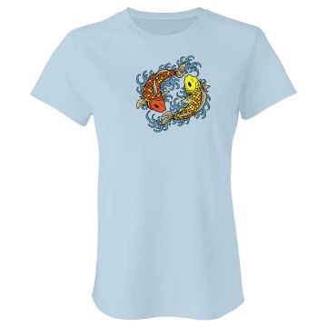 Pisces Fish Junior Fit Bella Sheer Longer Length Rib Tee