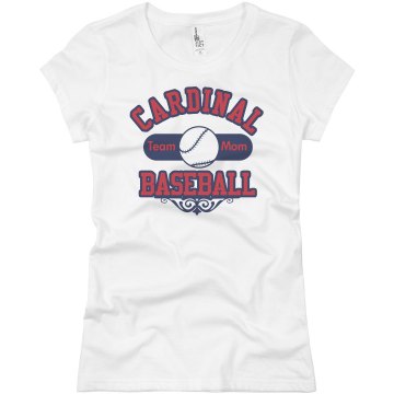 Cardinal Baseball Mom Junior Fit Basic Bella Favorite Tee