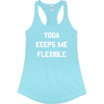 Yoga Keeps Me Flexible Junior Fit Bella Sheer Longer Length Rib Racerback Tank Top