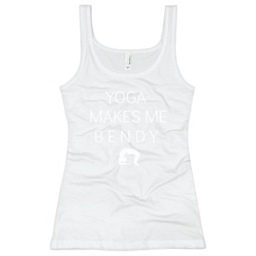 Yoga Makes Me Bendy Junior Fit Bella Longer Length 1x1 Rib Tank Top