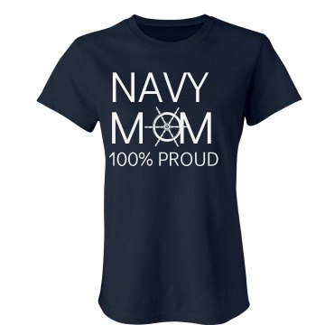 Navy Mom Proud Junior Fit Bella Crewneck Jersey Tee