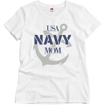 USA Navy Mom Junior Fit Basic Bella 2x1 Rib Tank Top