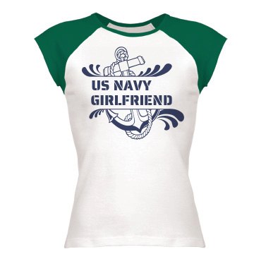 US Navy Anchor Splash Junior Fit Bella 1x1 Rib Ringer Tee