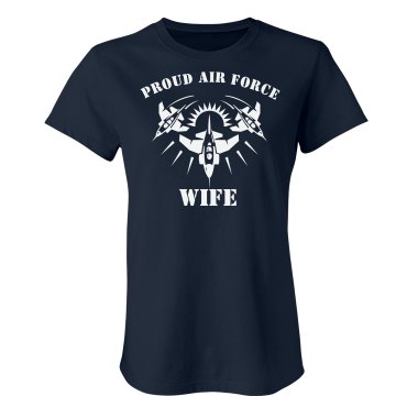 Proud US Air Force Wife Junior Fit Bella Crewneck Jersey Tee