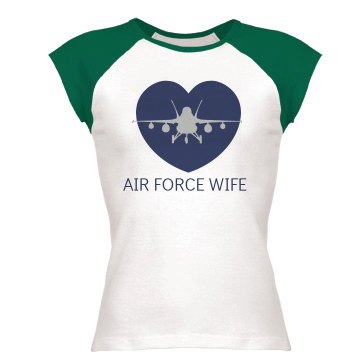 Air Force Wife Junior Fit Bella 1x1 Rib Ringer Tee