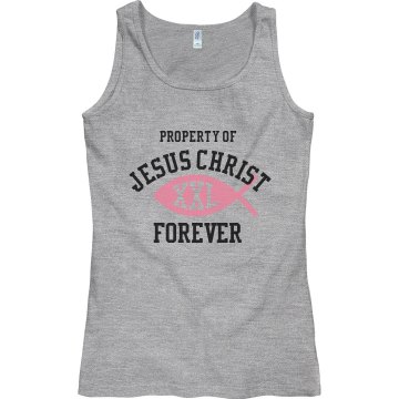 Property Of Jesus Tank Junior Fit Bella Sheer Longer Length Rib Tank Top