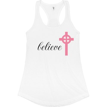 Believe Tank Junior Fit Bella Sheer Longer Length Rib Racerback Tank Top
