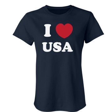 I Love USA Junior Fit Bella Crewneck Jersey Tee