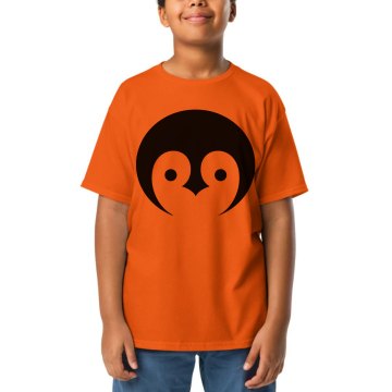 Black and Yellow Penguin Youth Gildan Heavy Cotton Crew Neck Tee