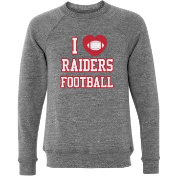 I Heart Football Fan Unisex Canvas Triblend Crew