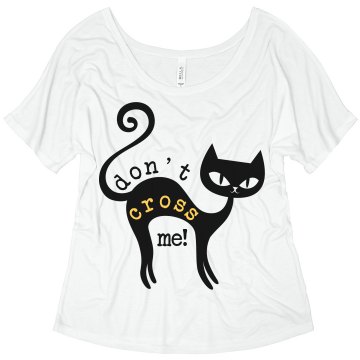 Don't Cross a Black Cat Misses Bella Flowy V-Neck Half-Sleeve Tee
