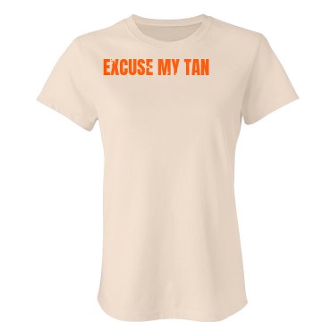 Excuse My Tan Distressed Junior Fit Bella Sheer Longer Length Rib Tee