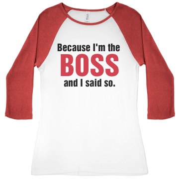 I'm the Boss Junior Fit Bella 1x1 Rib 3/4 Sleeve Raglan Tee
