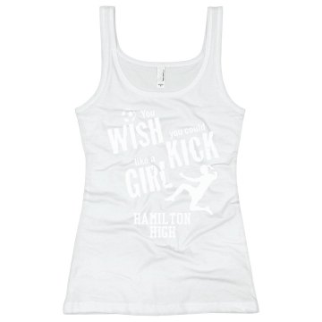 Wish Kick Girls Soccer Junior Fit Bella Longer Length 1x1 Rib Tank Top