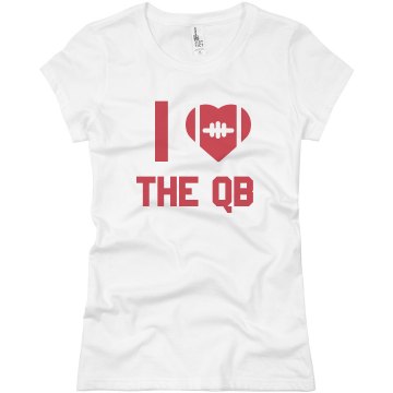 I Heart the Quarterback Junior Fit Bella Long Sleeve Sheer Longer Length Rib V-Neck Tee