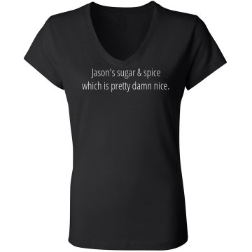 Sugar & Spice Junior Fit Bella Sheer Longer Length Rib V-Neck Tee 