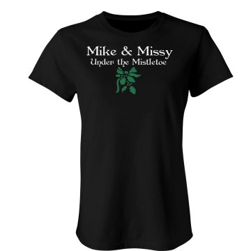 Mike & Missy Mistletoe Junior Fit Bella Crewneck Jersey Tee