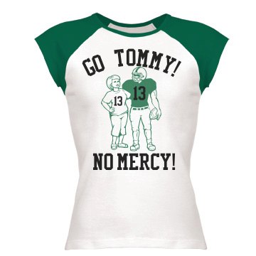 Fan Mom Football w/ Back Junior Fit Bella 1x1 Rib Cap Sleeve Raglan Tee