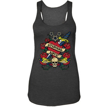 Eternal Love Distressed Junior Fit Bella Sheer Longer Length Rib Strap Tank Top