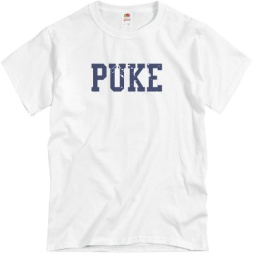 Puke Distressed Unisex Basic Gildan Heavy Cotton Crew Neck Tee