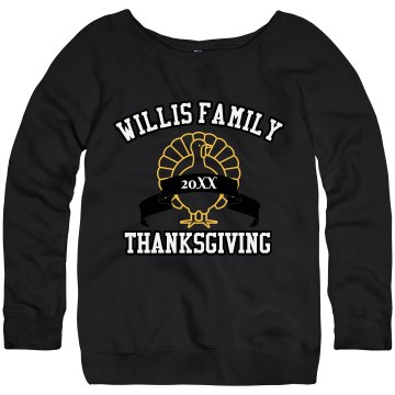 Family Thanksgiving Shirt Junior Fit Bella Triblend Slouchy Wideneck Sweatshirt