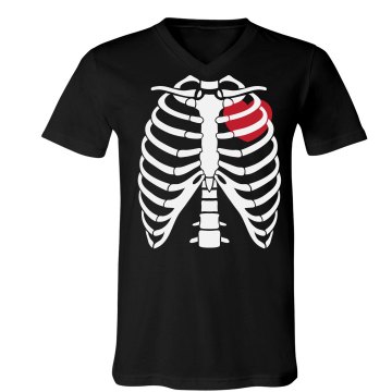 His Rib Cage Heart Unisex Canvas V-Neck Jersey Tee