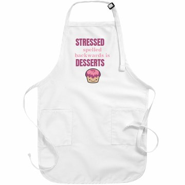 Stressed Backwards Basic White Apron