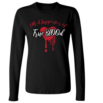 Real Blood Is For Suckers Junior Fit Bella Long Sleeve Crewneck Jersey Tee