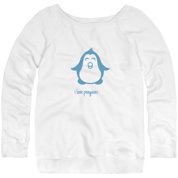 Penguin Sweatshirt Junior Fit Bella Triblend Slouchy Wideneck Sweatshirt