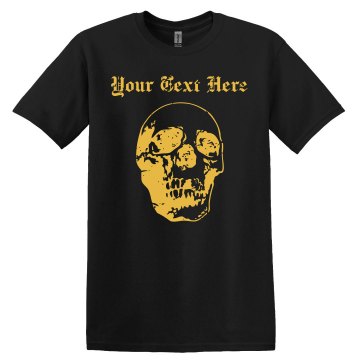 Your Text Yellow Skull Unisex Gildan Heavy Cotton Crew Neck Tee