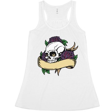 Skull & Purple Roses Misses Relaxed Fit Basic Anvil Heavyweight Tank Top