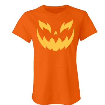 Scary Jack O Lantern Junior Fit Bella Crewneck Jersey Tee