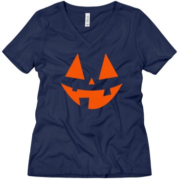 Green Jack O Lantern Misses Relaxed Fit Anvil V-Neck Tee