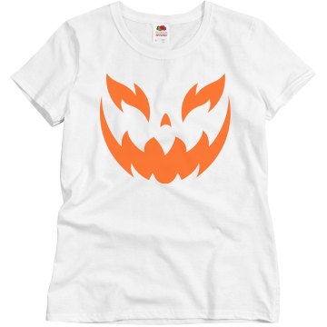 White Jack O Lantern Misses Relaxed Fit Basic Gildan Heavy Cotton Tee