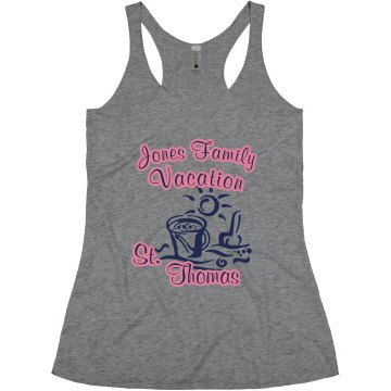 Family Vacation Tank Junior Fit Bella Sheer Longer Length Rib Strap Tank Top
