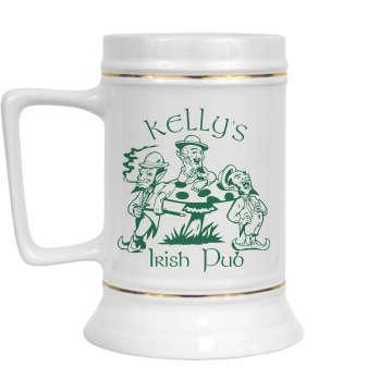 Pub Business Stein 28oz Gold Trim Ceramic Stein