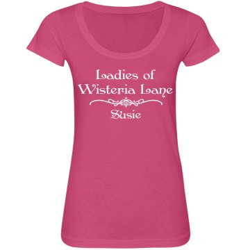 Ladies of Wisteria Lane Junior Fit Bella Sheer Longer Length Scoopneck Tee