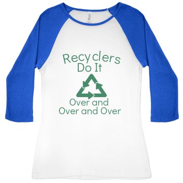 Recyclers Do It Junior Fit Bella 1x1 Rib 3/4 Sleeve Raglan Tee