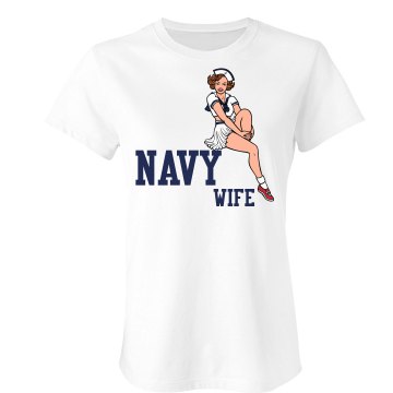Navy Pinup sitting  Junior Fit Bella Sheer Longer Length Rib Tee