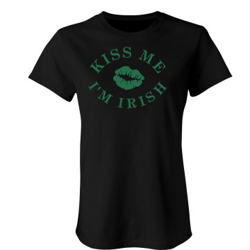 Kiss Me I'm Irish  Junior Fit Bella Sheer Longer Length Rib Tee