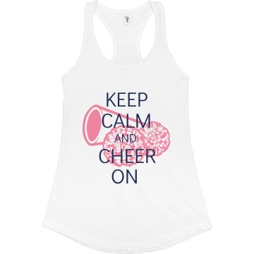 Keep Calm & Cheer On Junior Fit Bella Sheer Longer Length Rib Racerback Tank Top