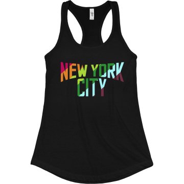 New York Rainbow Tank Junior Fit Bella Sheer Longer Length Rib Racerback Tank Top